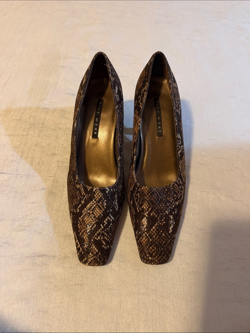 Nine West Brown Snake-Print Pointed Toe Pumps